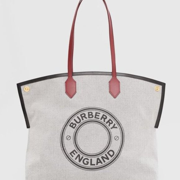 Burberry Large Logo Graphic Cotton Canvas Society Tote (Black) - Picture 1 of 10